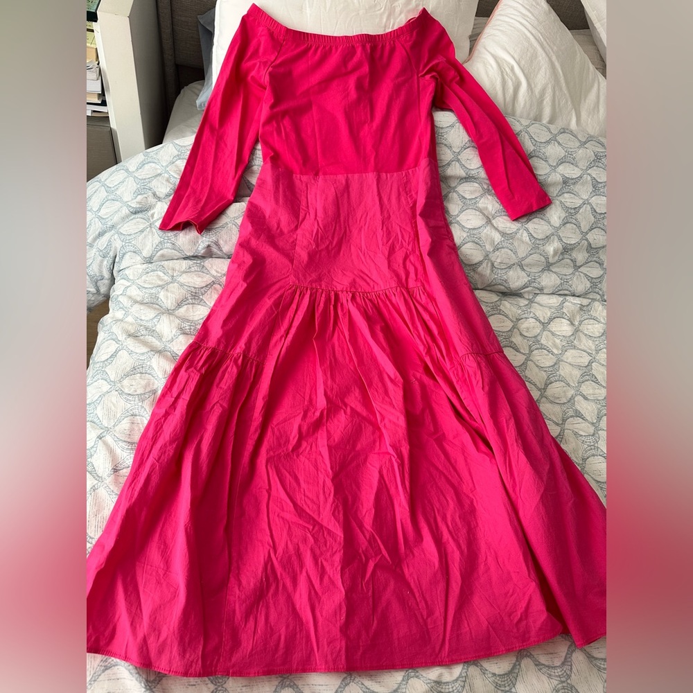 NEW!! Tuckernuck Vibrant Pink Long Sleeve Dress - Picture 3 of 4